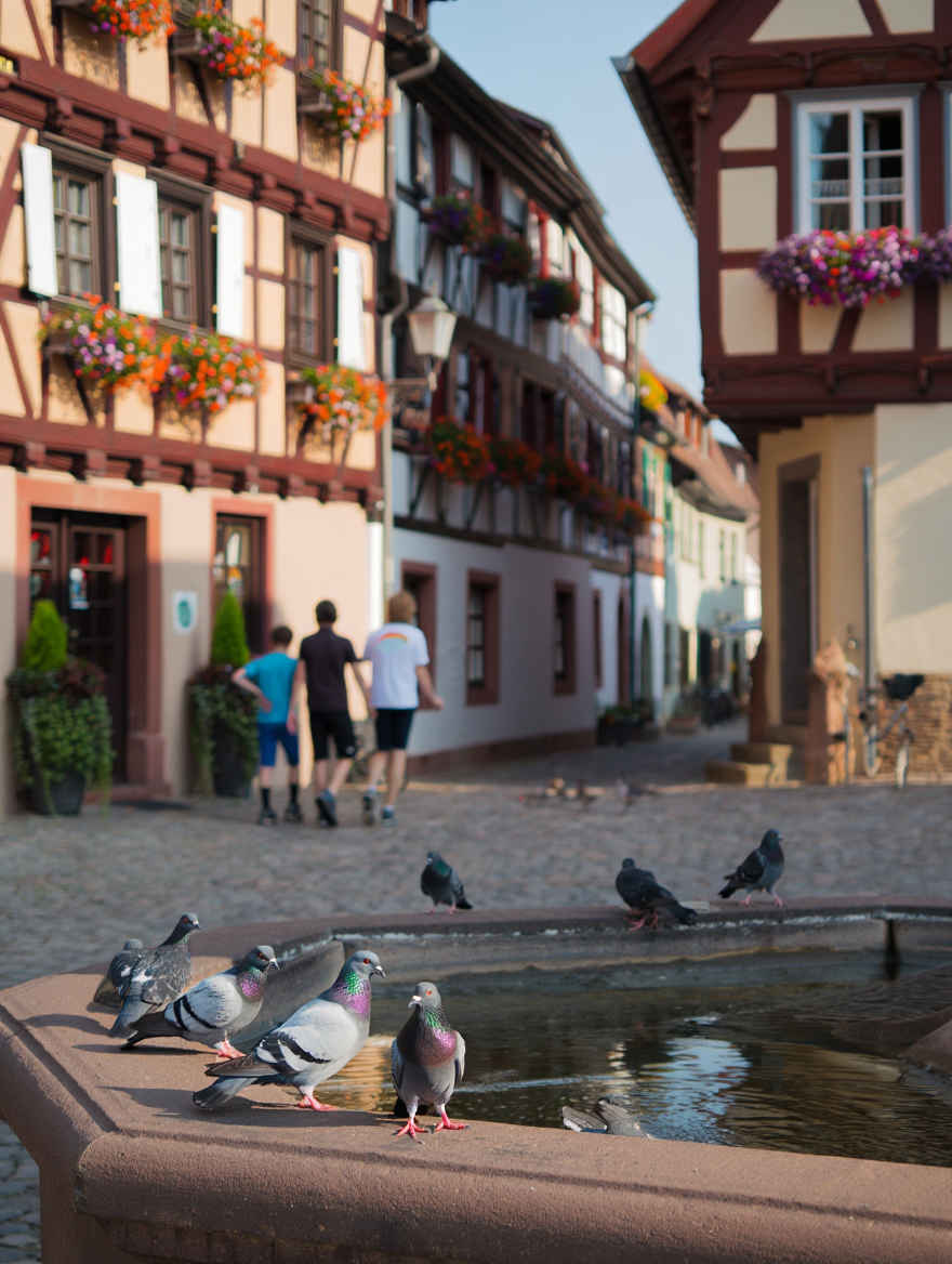 Malerisches deutsches Dorf mit Fachwerkhäusern